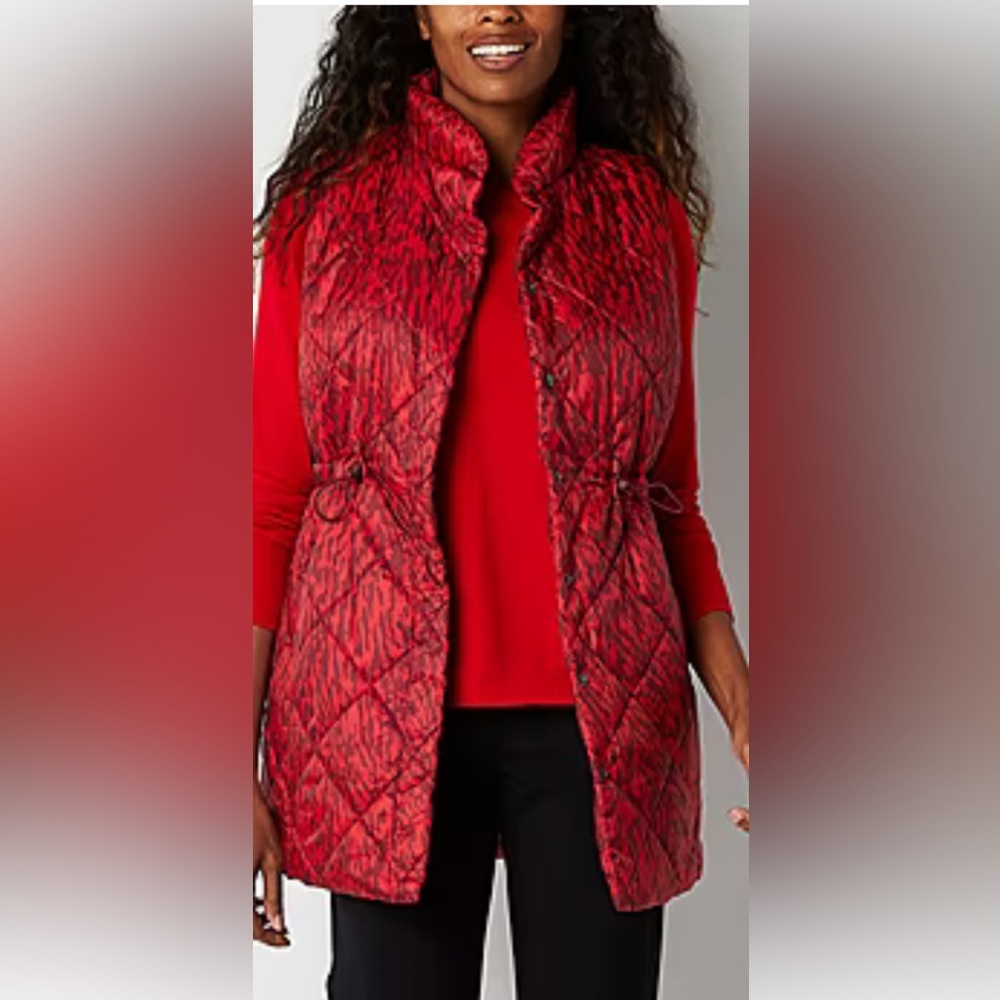 BRAND NEW Gorgeous Red Animal Print Long vest